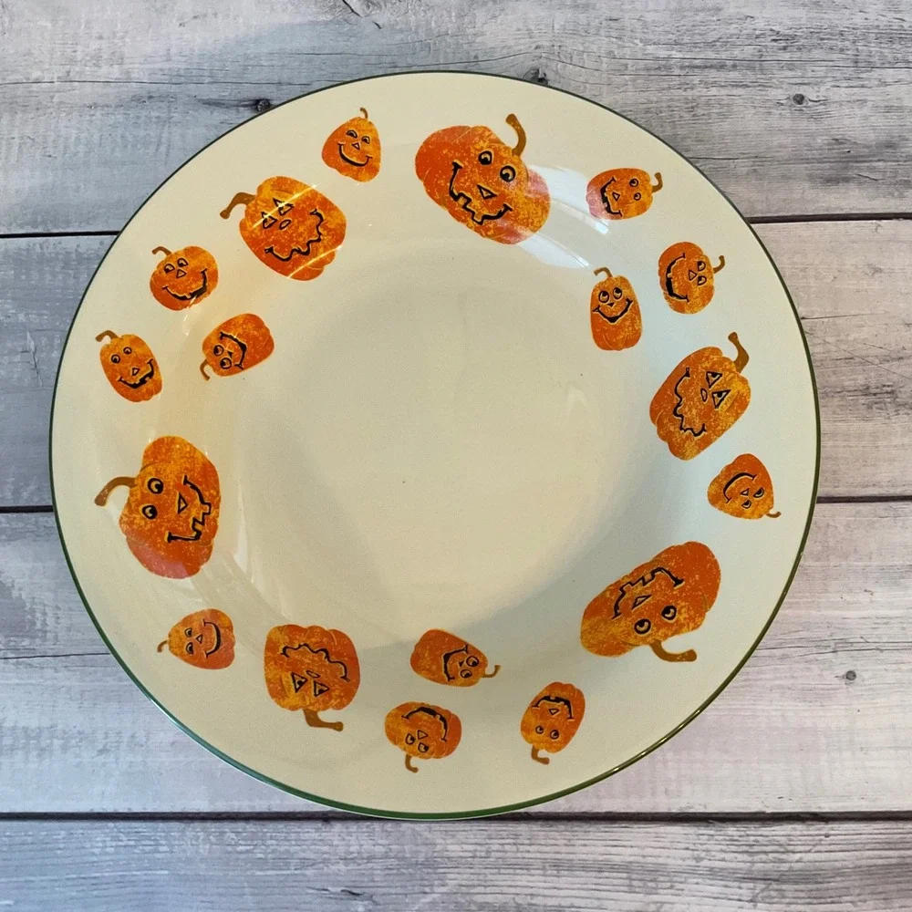Longaberger Halloween Treats Bowl Jack O Lantern Pumpkin Pasta Serving 12 Inch